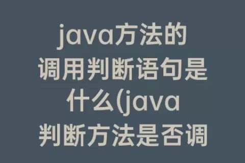 java方法的调用判断语句是什么(java判断方法是否调用)