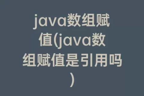 java数组赋值(java数组赋值是引用吗)