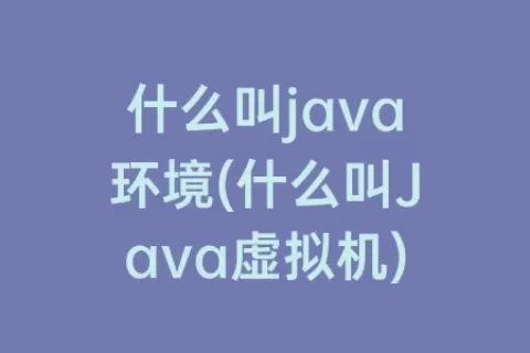 什么叫java环境(什么叫Java虚拟机)