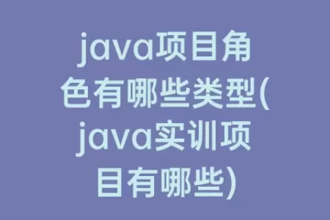 java项目角色有哪些类型(java实训项目有哪些)