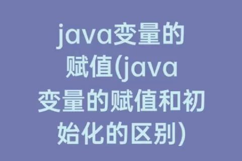 java变量的赋值(java变量的赋值和初始化的区别)