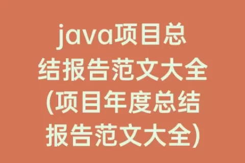 java项目总结报告范文大全(项目年度总结报告范文大全)