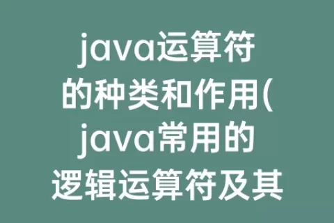 java运算符的种类和作用(java常用的逻辑运算符及其作用)