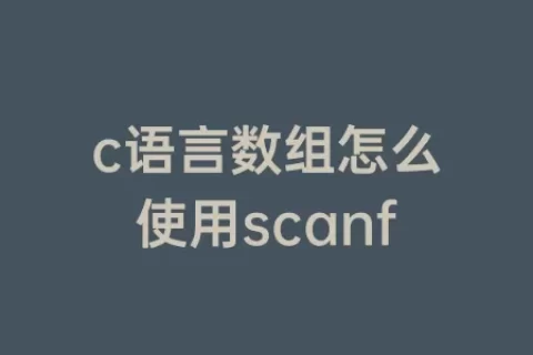 c语言数组怎么使用scanf