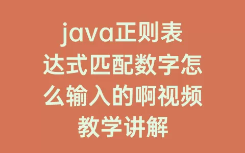 java正则表达式匹配数字怎么输入的啊视频教学讲解