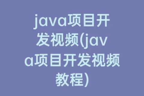 java项目开发视频(java项目开发视频教程)