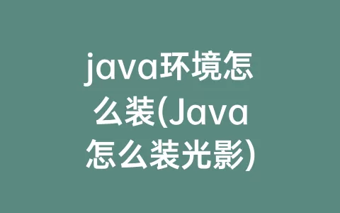 java环境怎么装(Java怎么装光影)