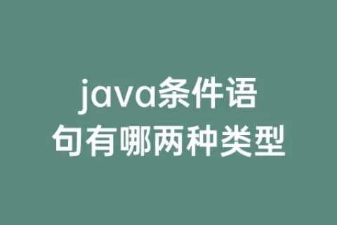java条件语句有哪两种类型