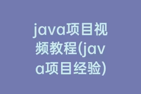 java项目视频教程(java项目经验)