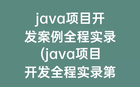 java项目开发案例全程实录(java项目开发全程实录第四版pdf)