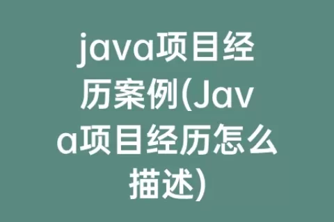 java项目经历案例(Java项目经历怎么描述)