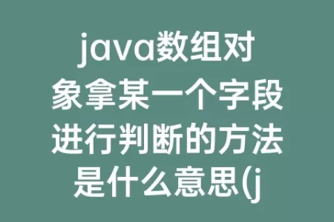 java数组对象拿某一个字段进行判断的方法是什么意思(java数组拷贝)