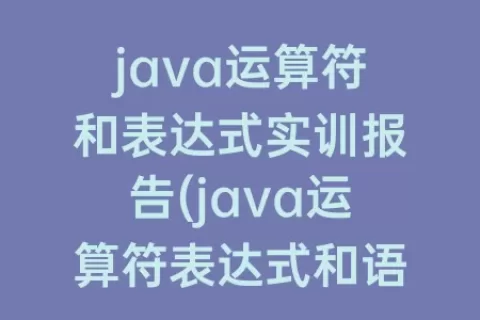 java运算符和表达式实训报告(java运算符表达式和语句总结)