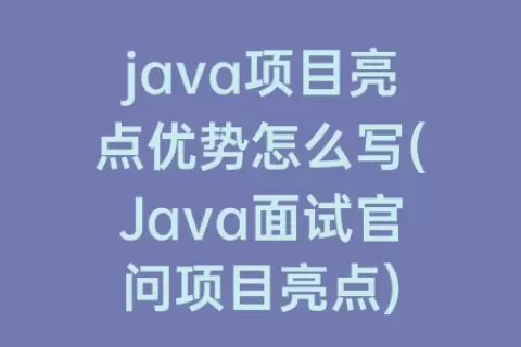 java项目亮点优势怎么写(Java面试官问项目亮点)