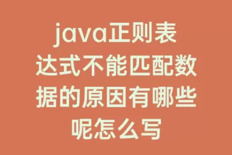 java正则表达式不能匹配数据的原因有哪些呢怎么写