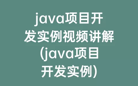 java项目开发实例视频讲解(java项目开发实例)
