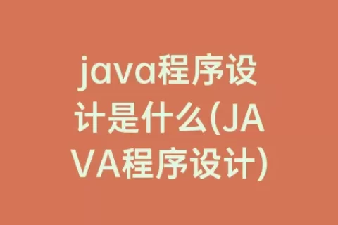 java程序设计是什么(JAVA程序设计)
