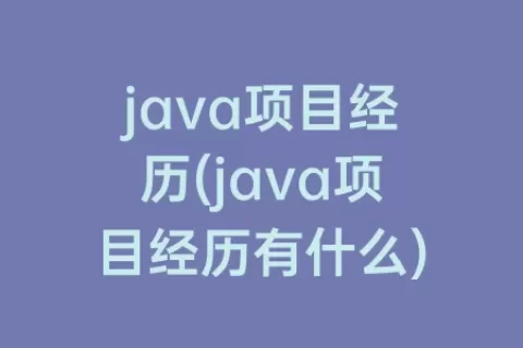 java项目经历(java项目经历有什么)