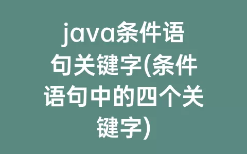 java条件语句关键字(条件语句中的四个关键字)
