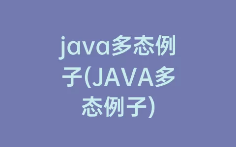 java多态例子(JAVA多态例子)