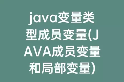 java变量类型成员变量(JAVA成员变量和局部变量)