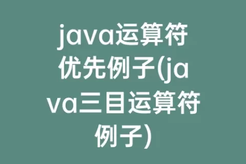 java运算符优先例子(java三目运算符例子)