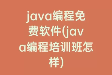 java编程免费软件(java编程培训班怎样)