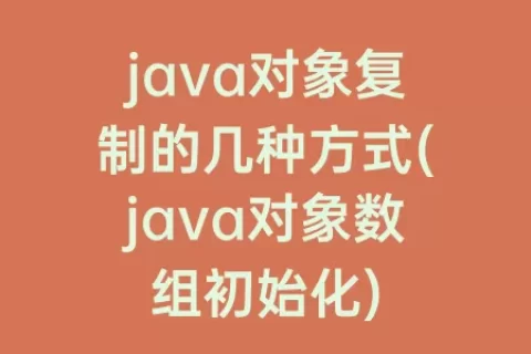 java对象复制的几种方式(java对象数组初始化)