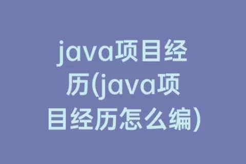 java项目经历(java项目经历怎么编)
