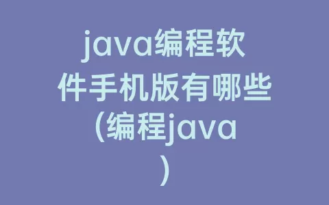 java编程软件手机版有哪些(编程java)