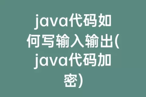 java代码如何写输入输出(java代码加密)