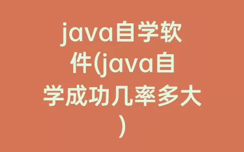 java自学软件(java自学成功几率多大)