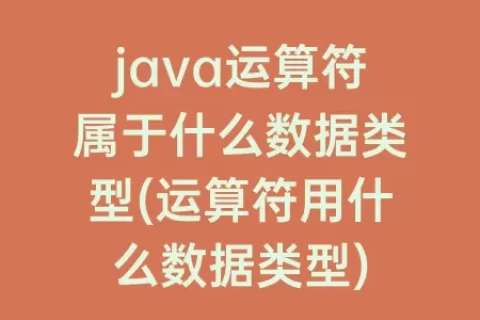 java运算符属于什么数据类型(运算符用什么数据类型)