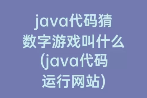java代码猜数字游戏叫什么(java代码运行网站)