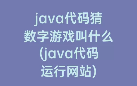 java代码猜数字游戏叫什么(java代码运行网站)