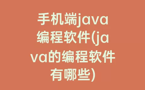 手机端java编程软件(java的编程软件有哪些)
