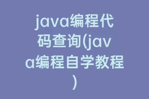 java编程代码查询(java编程自学教程)