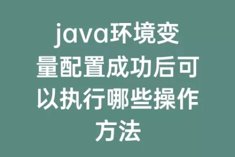 java环境变量配置成功后可以执行哪些操作方法