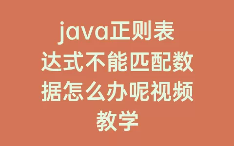 java正则表达式不能匹配数据怎么办呢视频教学