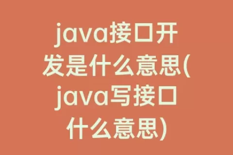 java接口开发是什么意思(java写接口什么意思)