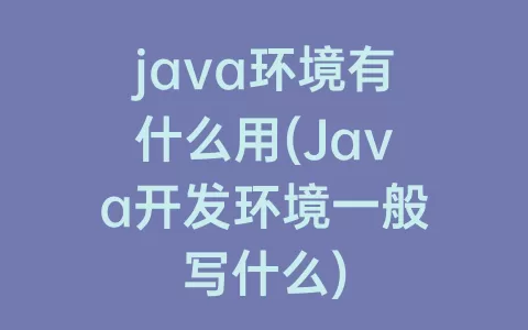 java环境有什么用(Java开发环境一般写什么)