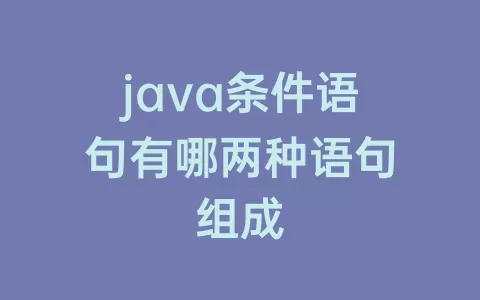 java条件语句有哪两种语句组成