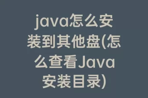 java怎么安装到其他盘(怎么查看Java安装目录)