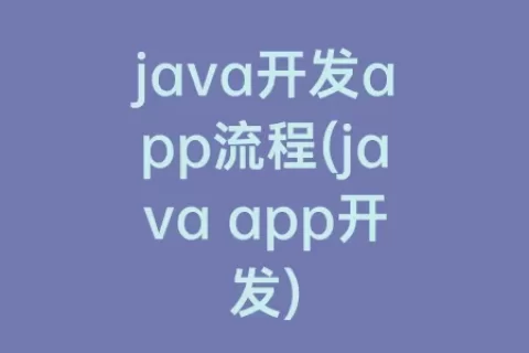 java开发app流程(java app开发)