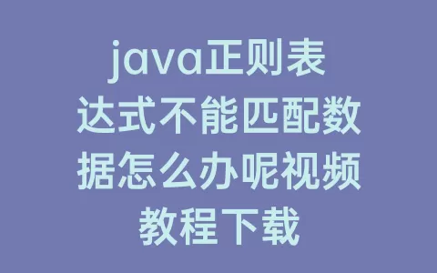 java正则表达式不能匹配数据怎么办呢视频教程下载
