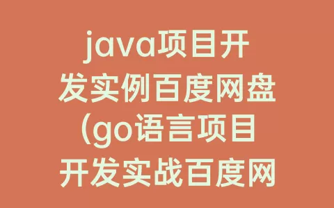 java项目开发实例百度网盘(go语言项目开发实战百度网盘)