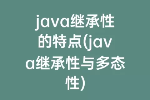 java继承性的特点(java继承性与多态性)