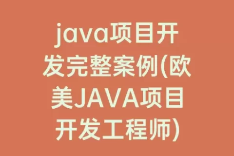 java项目开发完整案例(欧美JAVA项目开发工程师)