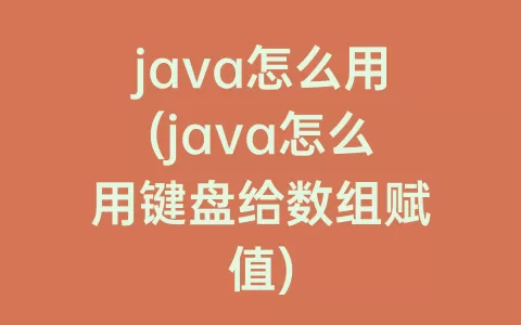 java怎么用(java怎么用键盘给数组赋值)