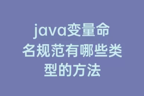 java变量命名规范有哪些类型的方法